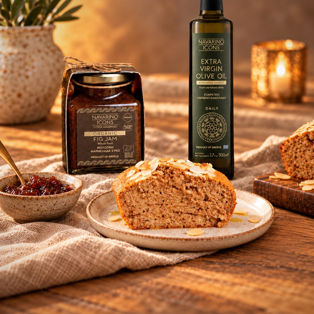 Festive Olive Oil & Almond Cake with Fig Jam